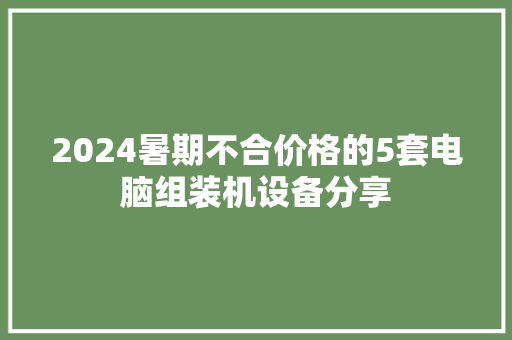 2024暑期不合价格的5套电脑组装机设备分享