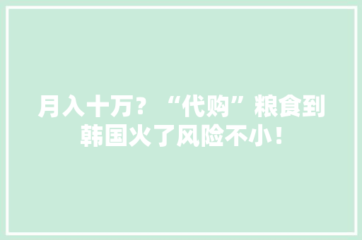 月入十万？“代购”粮食到韩国火了风险不小！