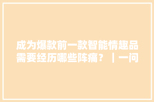 成为爆款前一款智能情趣品需要经历哪些阵痛？｜一问