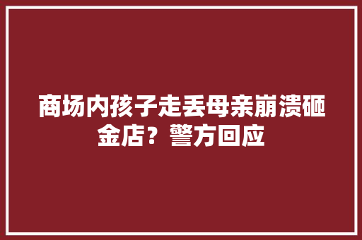 商场内孩子走丢母亲崩溃砸金店？警方回应