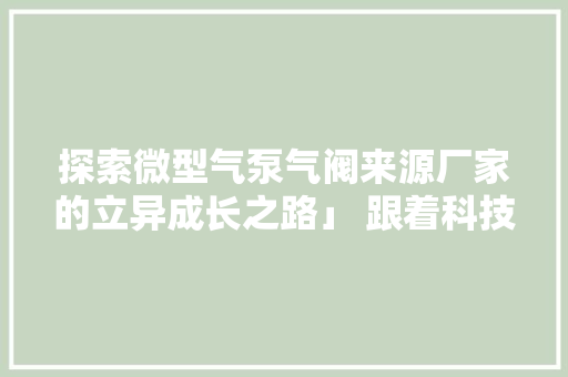 探索微型气泵气阀来源厂家的立异成长之路」 跟着科技的飞...