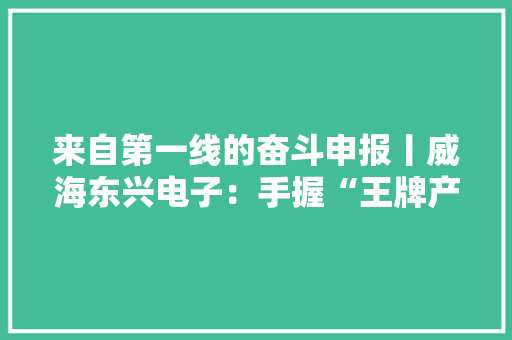 来自第一线的奋斗申报丨威海东兴电子：手握“王牌产品”抢占高端市场