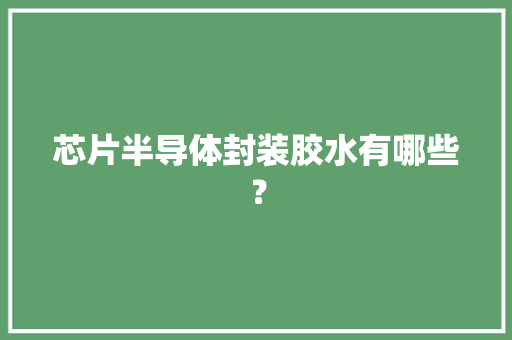 芯片半导体封装胶水有哪些？