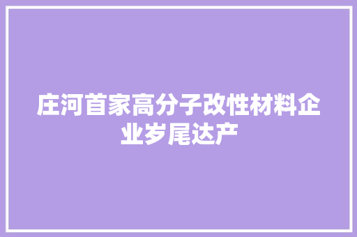 庄河首家高分子改性材料企业岁尾达产