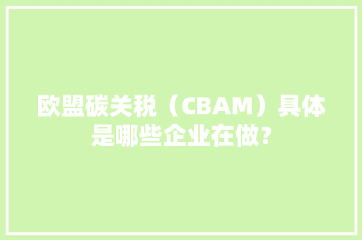 欧盟碳关税（CBAM）具体是哪些企业在做？