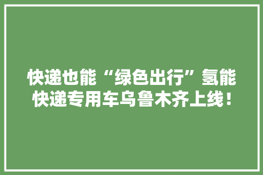 快递也能“绿色出行”氢能快递专用车乌鲁木齐上线！