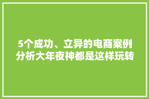 5个成功、立异的电商案例分析大年夜神都是这样玩转电商的