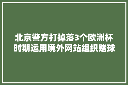 北京警方打掉落3个欧洲杯时期运用境外网站组织赌球的违法犯罪团伙