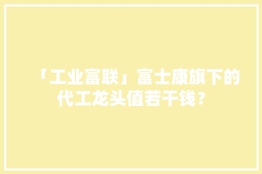 「工业富联」富士康旗下的代工龙头值若干钱？