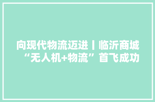 向现代物流迈进丨临沂商城“无人机+物流”首飞成功