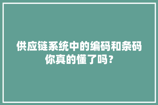 供应链系统中的编码和条码你真的懂了吗？