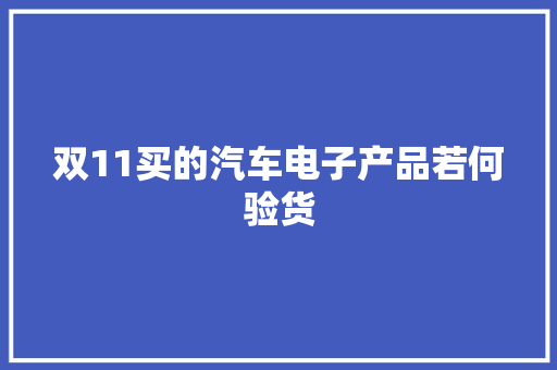 双11买的汽车电子产品若何验货