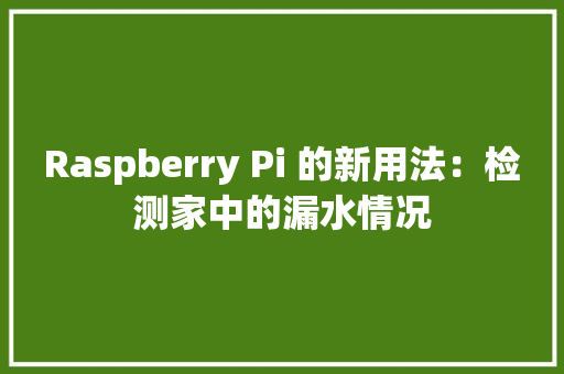 Raspberry Pi 的新用法：检测家中的漏水情况