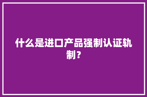 什么是进口产品强制认证轨制？