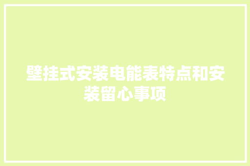 壁挂式安装电能表特点和安装留心事项 壁挂式安装电能表特点和安装留心事项 智能科技