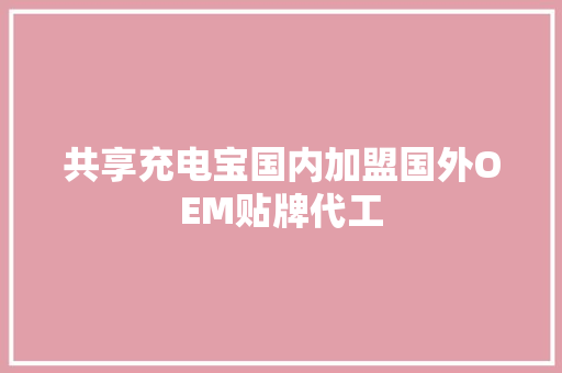 共享充电宝国内加盟国外OEM贴牌代工