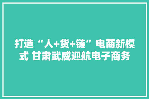 打造“人+货+链”电商新模式 甘肃武威迎航电子商务物流园见闻