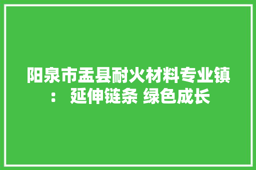 阳泉市盂县耐火材料专业镇： 延伸链条 绿色成长 阳泉市盂县耐火材料专业镇： 延伸链条 绿色成长 人工智能