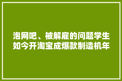 泡网吧、被解雇的问题学生如今开淘宝成爆款制造机年销3000万