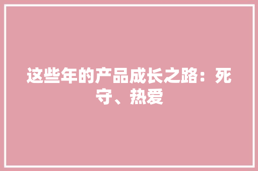 这些年的产品成长之路：死守、热爱