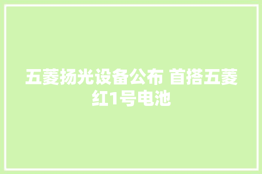 五菱扬光设备公布 首搭五菱红1号电池