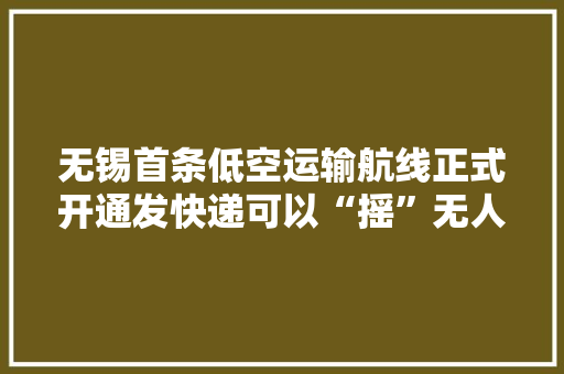 无锡首条低空运输航线正式开通发快递可以“摇”无人机了