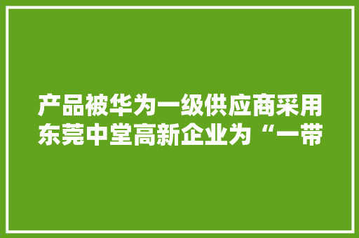 产品被华为一级供应商采用东莞中堂高新企业为“一带一路”供应装备制造力量