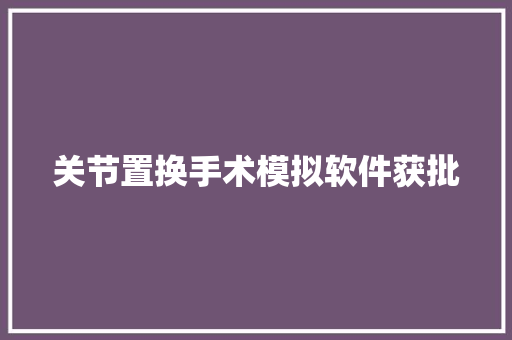 关节置换手术模拟软件获批