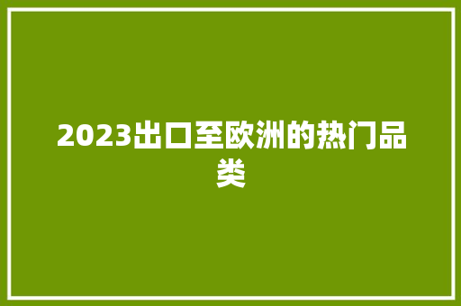 2023出口至欧洲的热门品类 2023出口至欧洲的热门品类 智能家居