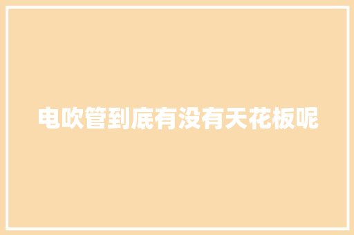 电吹管到底有没有天花板呢