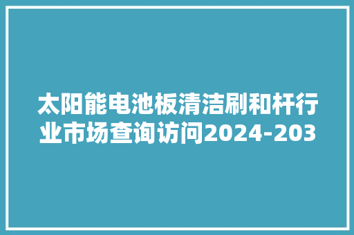 太阳能电池板清洁刷和杆行业市场查询访问2024-2030