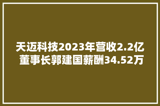 天迈科技2023年营收2.2亿 董事长郭建国薪酬34.52万