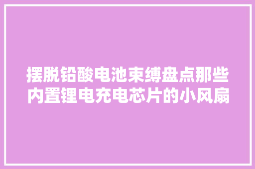 摆脱铅酸电池束缚盘点那些内置锂电充电芯片的小风扇