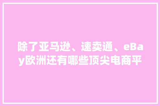 除了亚马逊、速卖通、eBay欧洲还有哪些顶尖电商平台？