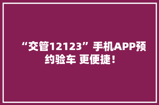 “交管12123”手机APP预约验车 更便捷！