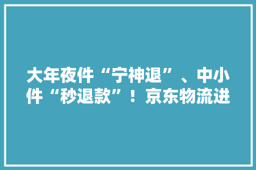 大年夜件“宁神退”、中小件“秒退款”！京东物流进级多平台多场景退货解决筹划 大年夜件“宁神退”、中小件“秒退款”！京东物流进级多平台多场景退货解决筹划 人工智能