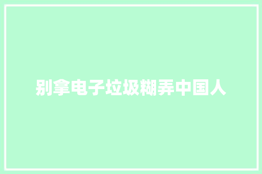 别拿电子垃圾糊弄中国人