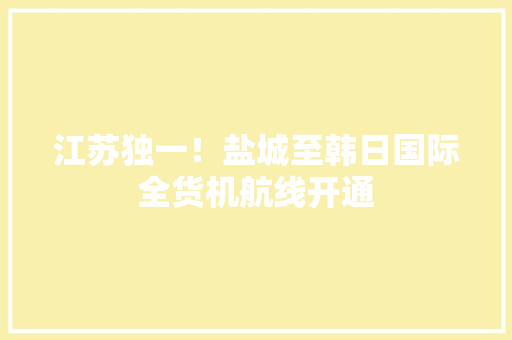 江苏独一！盐城至韩日国际全货机航线开通