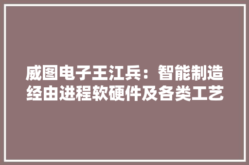 威图电子王江兵：智能制造经由进程软硬件及各类工艺的集合来创造更周全的价值