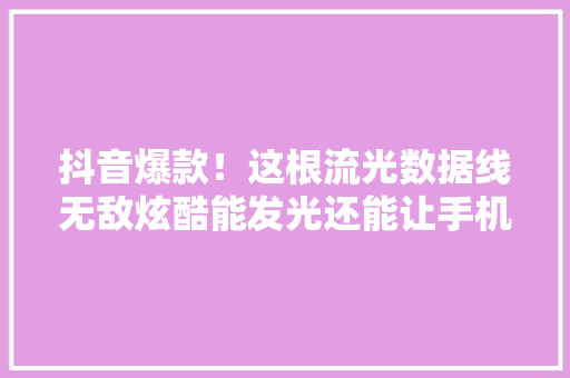 抖音爆款！这根流光数据线无敌炫酷能发光还能让手机站起来 抖音爆款！这根流光数据线无敌炫酷能发光还能让手机站起来 互联通信
