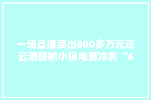 一场直播卖出800多万元连云港赣榆小镇电商冲刺“618”
