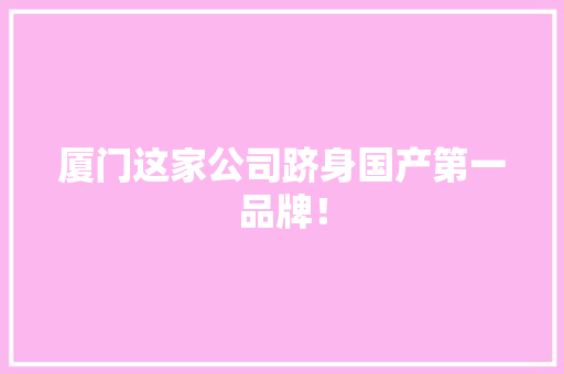 厦门这家公司跻身国产第一品牌！ 厦门这家公司跻身国产第一品牌！ 智能科技