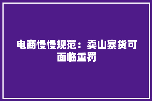 电商慢慢规范：卖山寨货可面临重罚