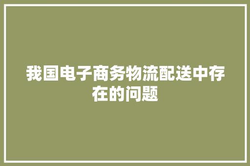 我国电子商务物流配送中存在的问题