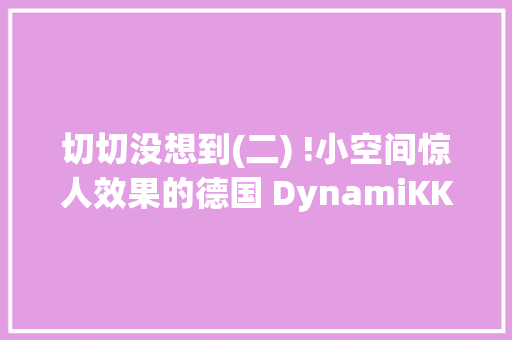 切切没想到(二) !小空间惊人效果的德国 DynamiKKs ！动能音箱
