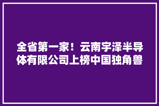 全省第一家！云南宇泽半导体有限公司上榜中国独角兽暨潜在独角兽企业 全省第一家！云南宇泽半导体有限公司上榜中国独角兽暨潜在独角兽企业 智能家居