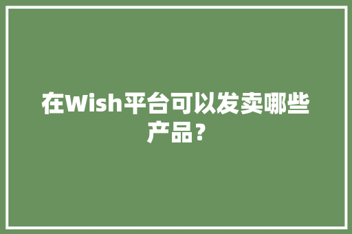 在Wish平台可以发卖哪些产品？
