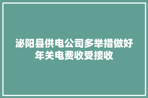 泌阳县供电公司多举措做好年关电费收受接收