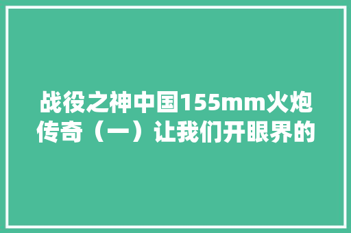 战役之神中国155mm火炮传奇（一）让我们开眼界的布尔博士