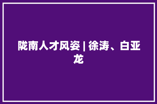 陇南人才风姿 | 徐涛、白亚龙
